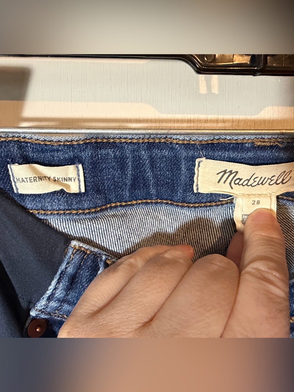Madewell Blue Skinny Maternity Adjustable Stretch Panels - Picture 2 of 4